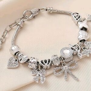 New Elegant Silver Charm Bracelet